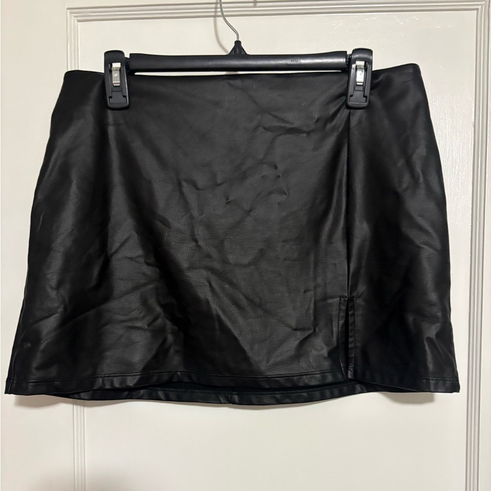 Black Faux Leather Mini Skirt